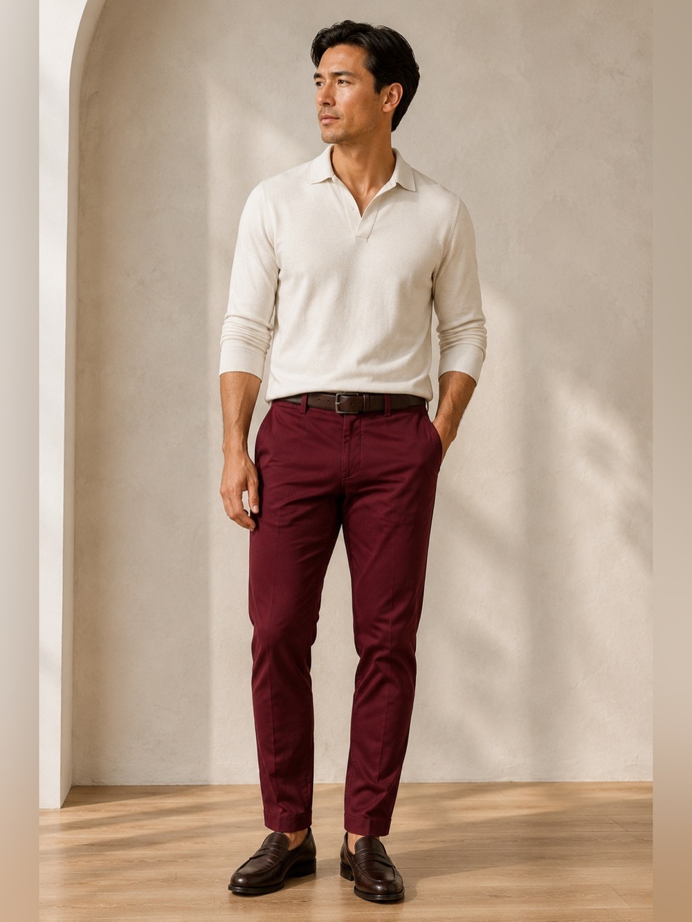 Brooks Brothers Advantage Chino Stretch Milano Fit Pants Men’s W38 L30 Burgundy